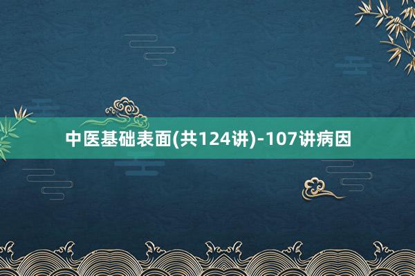 中医基础表面(共124讲)-107讲病因